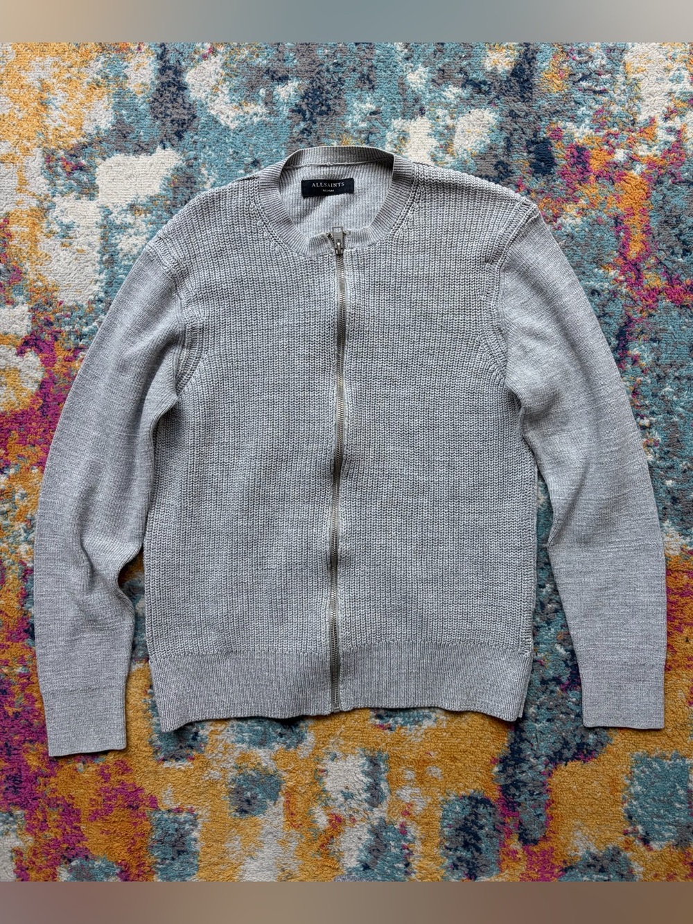 All Saints Zip Up Knit Sweater